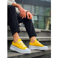 Kb-Cx-3 Kuback Kısa Sarı Keten Beyaz Yüksek Taban Spor Ayakkabı