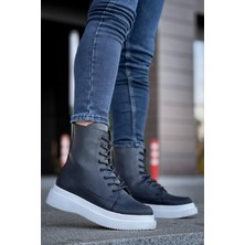 Hümeyra Kuback KB-0991 Siyah Cilt Yüksek Taban Bağcıklı Postal Bot %100 Vegan Malzeme ile Rahat Kullanım