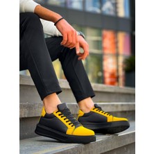 KB-X46 Kuback Siyah Sarı Yüksek Siyah Taban Günlük Spor Ayakkabı