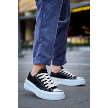 Kb-Cx-3 Kuback Kısa Siyah Keten Beyaz Yüksek Taban Spor Ayakkabı