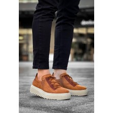 KB-X502  Kuback Taba Süet Yüksek Bej Taban Bağcık Detaylı Lastikli Günlük Erkek Ayakkabı