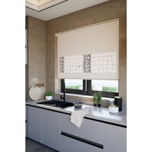 Lazer Kesim Mat Stor Perde, Lazer Kesimli Modern Serisi, M-171003 Açık Kahverengi Renk