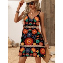 Edolika Kadın Ip Askılı V Yakalı Süprem Elbise