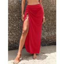 Edolika Kadın Yüksek Bel Yandan Büzgülü Uzun Tül Detaylı Pareo