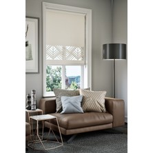 Lazer Kesim Mat Stor Perde, Lazer Kesimli Modern Serisi, M-101002 Ekru Renk