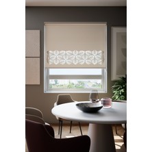 Lazer Kesim Mat Stor Perde, Lazer Kesimli Modern Serisi, M-151002 Ekru Renk