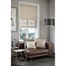 Lazer Kesim Mat Stor Perde, Lazer Kesimli Klasik Serisi, C-201003 Açık Kahverengi