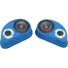 Polyesterli Boş Pandizot 20 cm Hoparlör 10 cm Tweeter Yuvalı Mavi Mdf (2 Adet Sağ ve Sol )