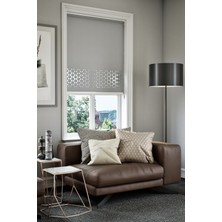 Lazer Kesim Mat Stor Perde, Lazer Kesimli Klasik Serisi, C-4005 Gri Renk