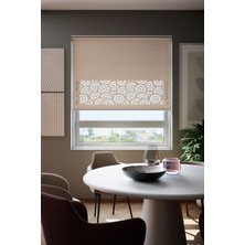 Lazer Kesim Mat Stor Perde, Lazer Kesimli Modern Serisi, M-201003 Açık Kahverengi Renk