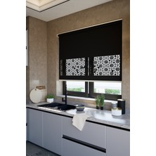 Lazer Kesim Mat Stor Perde, Lazer Kesimli Klasik Serisi, C-101008 Siyah Renk