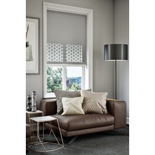 Lazer Kesim Mat Stor Perde, Lazer Kesimli Klasik Serisi, C-181005 Gri Renk