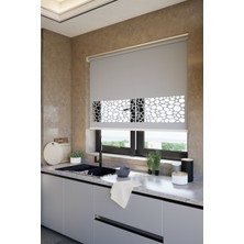 Lazer Kesim Mat Stor Perde, Lazer Kesimli Klasik Serisi, C-121005 Gri Renk