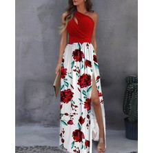 Edolika Kadın Tek Omuzdan Askılı Damla Detaylı Üst Dalgıç Alt Süprem Maxi Elbise