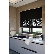 Lazer Kesim Mat Stor Perde, Lazer Kesimli Klasik Serisi, C-8008 Siyah Renk