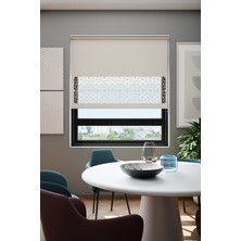 Lazer Kesim Mat Stor Perde, Lazer Kesimli Klasik Serisi, C-161002 Ekru Renk