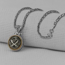 Hz Ali Zulfikar Tasarımlı Ortası Dönen Kral Zincirli 925 Ayar Gümüş Erkek Kolye