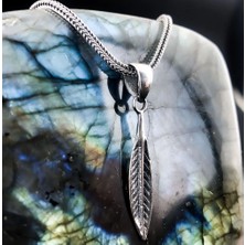 Kuş Tüyü 925 Ayar Gümüş Erkek Kolye Ucu