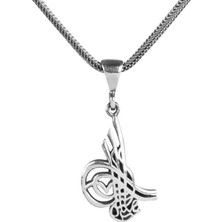 Osmanlı Tuğralı 925 Ayar Gümüş Erkek Kolye