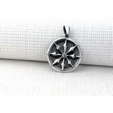 Antik Roma Koleksyonu Sihirli Pusula Tasarımı 925 Ayar Gümüş Erkek Kolye Ucu