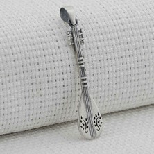 Bağlama Saz Tasarımlı 925 Ayar Gümüş Erkek Kolye  Ucu