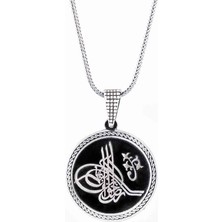 Osmanlı Tuğralı 925 Ayar Gümüş Erkek Kolye