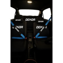 Dekor Baskılı 8 Parça Oto Koltuk Servis Kılıf Seti (Ön + Arka Set, 2 Boyun Yastığı, 2 Kemer Kılıfı)