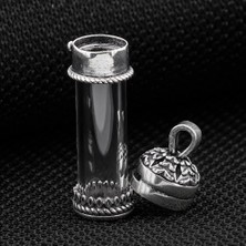 Açılabilir Cam Tüp Cevşen Dua Kabi 925 Ayar Gümüş Erkek Kolye