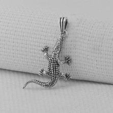 Timsah 925 Ayar Gümüş Erkek Kolye Ucu