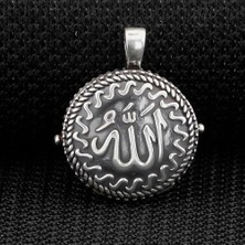 Allah Yazılı Çift Taraflı Açılabilir Cevşen 925 Ayar Gümüş Erkek Kolye Ucu
