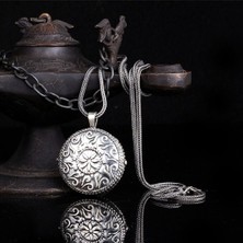 Otantik Açılabilir Oval Muska Kabi 925 Ayar Gümüş Erkek Kolye