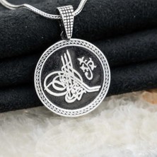Osmanlı Tuğralı 925 Ayar Gümüş Erkek Kolye