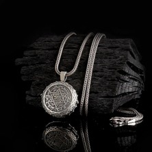  Muska Kabi Hz Süleyman Mührü 925 Ayar Gümüş Erkek Kolye