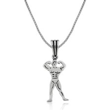 Body Duilding  925 Ayar Gümüş Erkek Kolye