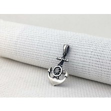 Çapa Dümen Tasarımlı 925 Ayar Gümüş Erkek Kolye Ucu