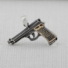Tabanca Tasarımlı 925 Ayar Gümüş Erkek Kolye Ucu