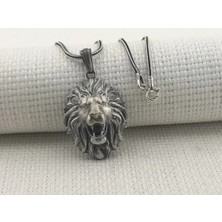 Kükreyen Aslan Üç Boyutlu 925 Ayar Gümüş Erkek Kolye
