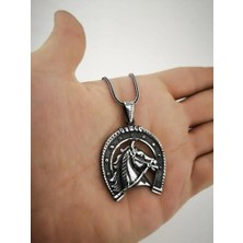 Özel At Nalı Tasarımlı  925 Ayar Gümüş Erkek Kolye