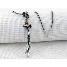 Kalp Atışlı Zulfikar Yazılı Tasarım 925 Ayar Gümüşerkek Kolyesi