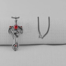 Ejderha Şovalye Model Zirkon Taşlı 925 Ayar Gümüş Erkek Kolye