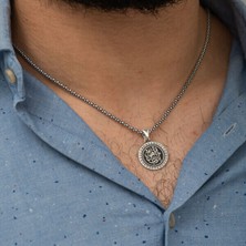 Edeb Yahu Yazılı 925 Ayar Gümüş Erkek Kolye