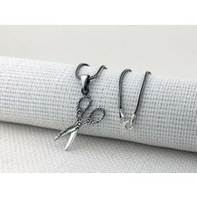 Makas Tasarımlı 925 Ayar Gümüş Erkek Kolye