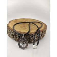 Gemi Dümeni Deri Ipli 925 Ayar Gümüş Erkek Kolye