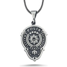 Emliyet Teşkilatı Polis Armalı 925 Ayar Gümüş Erkek Kolye