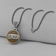 Hasbiyallah Allah Yazılı Ortası Dönen 925 Ayar Gümüş Erkek Kolye