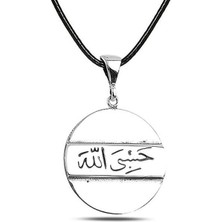 Arapça Hasbiyallah 925 Ayar Gümüş Erkek Kolye