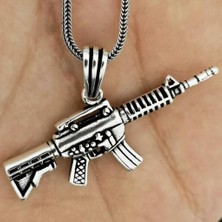 Tüfek Tasarımlı 925 Ayar Gümüş Erkek Kolye