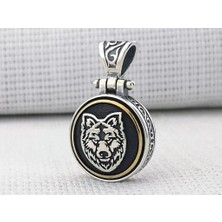 Bozkurt Tasarımlı Ortası Dönen 925 Ayar Gümüş Erkek Kolye Ucu