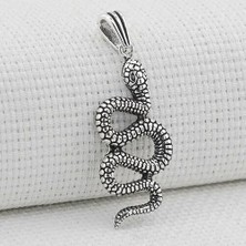 Yılan Figürlü  925 Ayar Gümüş Erkek Kolye Ucu
