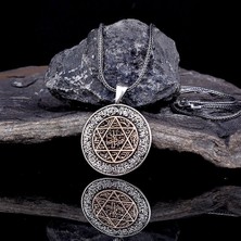 Hz Süleyman Mührü Fetih Suresi Ikinci Ayeti Yazılı 925 Ayar Gümüş Erkek Kolye